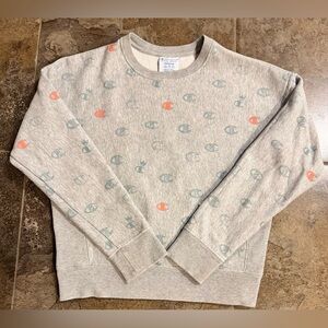 Champion Reverse Weave Logo Sweatshirt. Gray size Medium